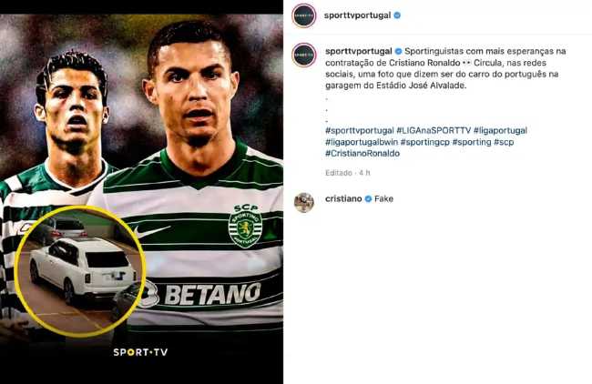 网传C罗将回归葡萄牙体育 C罗本人辟谣：假新闻